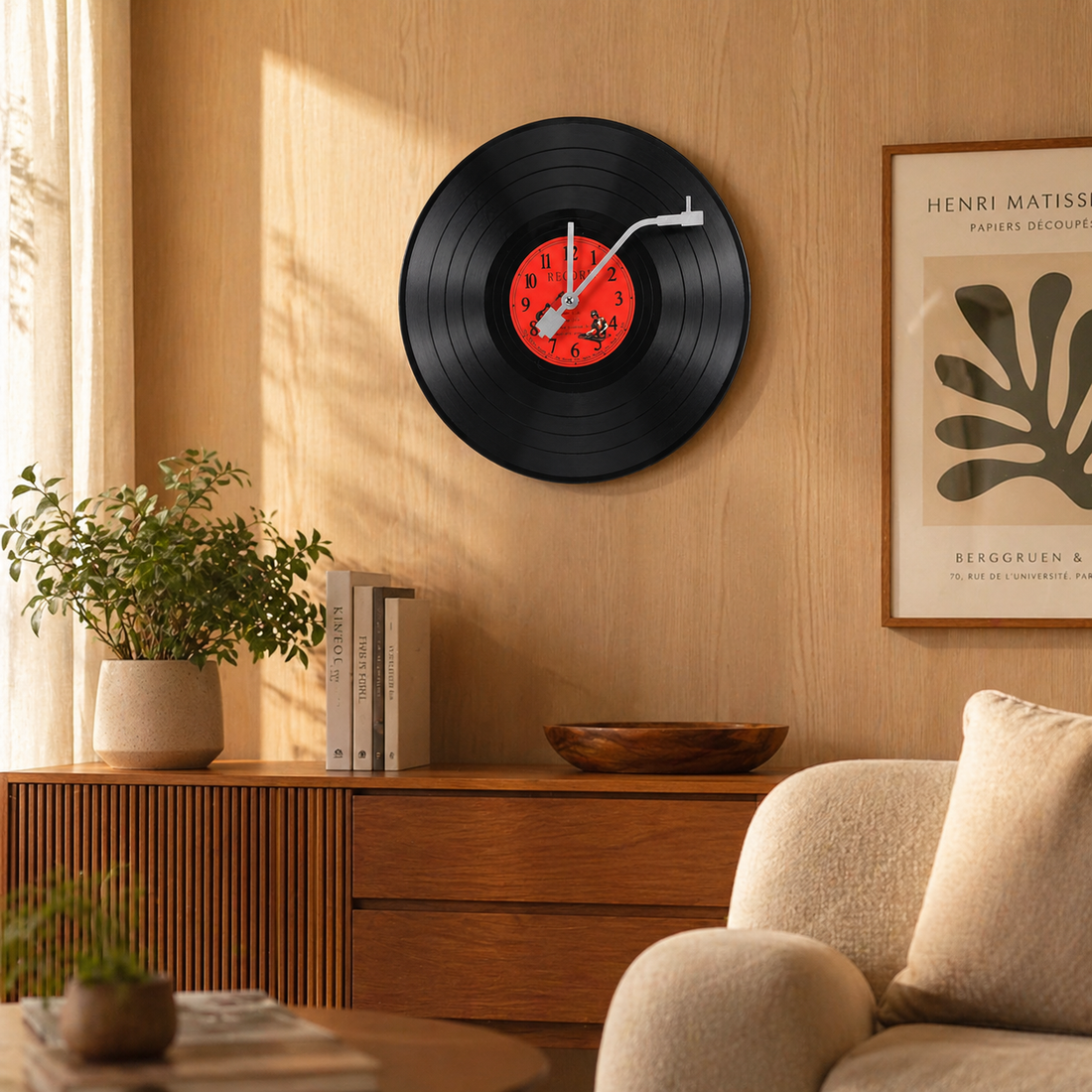 Retro Vinyl Record Wall Clock – 11.8 in