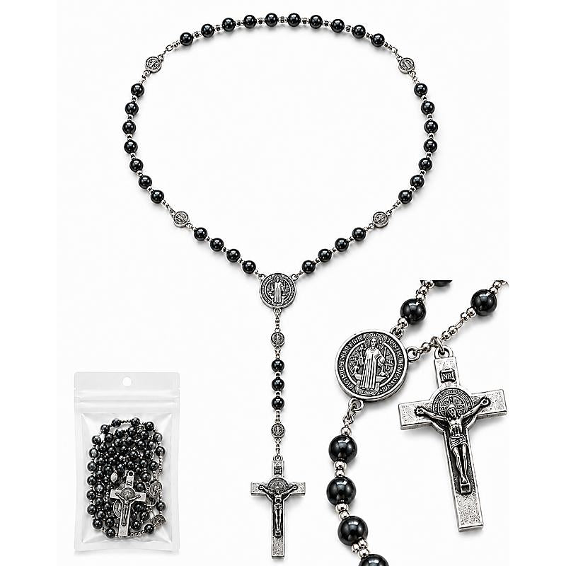 Virgin Mary Rosary Holder, White Resin Catholic Rosary Box with Cross Design for Home Altar, Prayer Table & Religious Gift