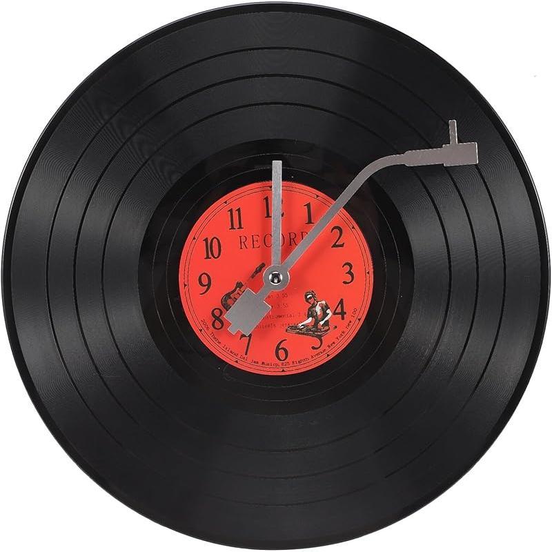 Retro Vinyl Record Wall Clock, 11.8 in Battery Operated Music Room Decor, Lightweight Durable Wall Art Gift for Living Room B