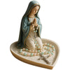 Virgin Mary Rosary Holder, White Resin Catholic Rosary Box with Cross Design for Home Altar, Prayer Table & Religious Gift