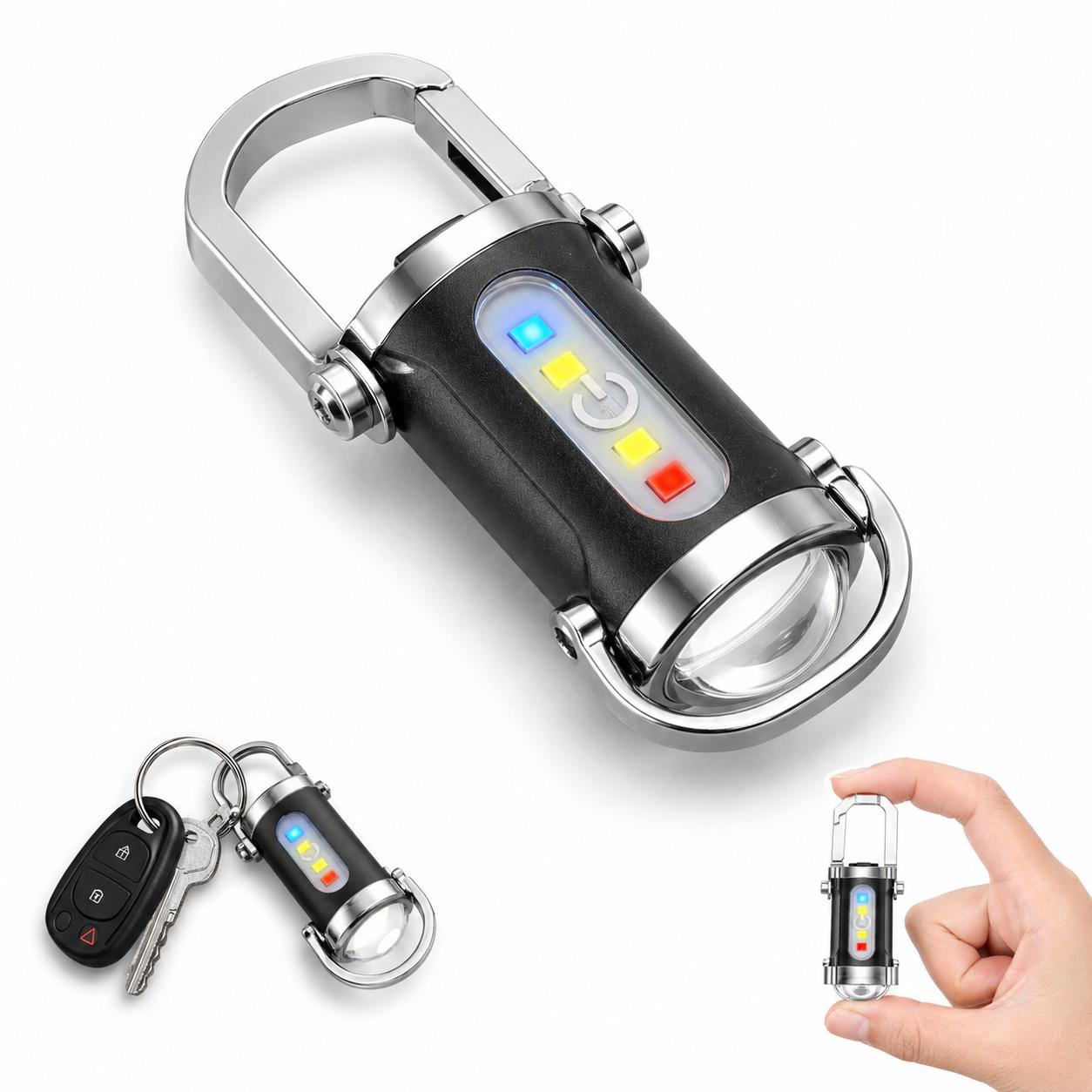 Mini Keychain Flashlight, USB-C Rechargeable LED Flashlight with Adjustable Multi Modes, Super Bright Portable Torch for Camp