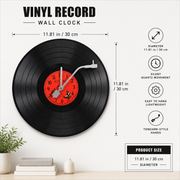 Retro Vinyl Record Wall Clock – 11.8 in