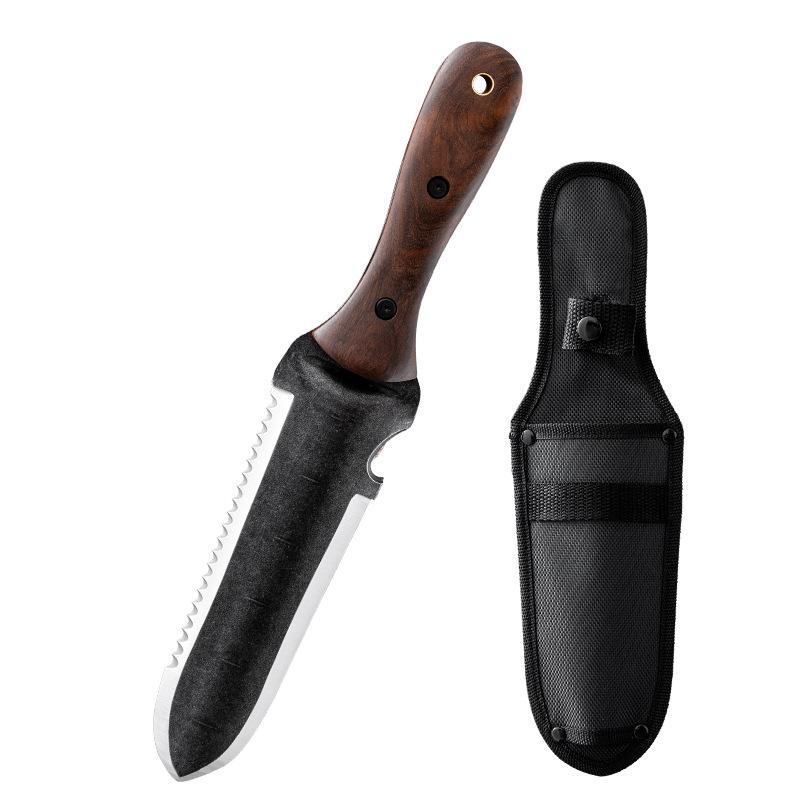 Garden Trowel with Sheath, 7" Stainless Steel Blade, Full-Tang Walnut Wood Handle for Weeding, Planting & Digging