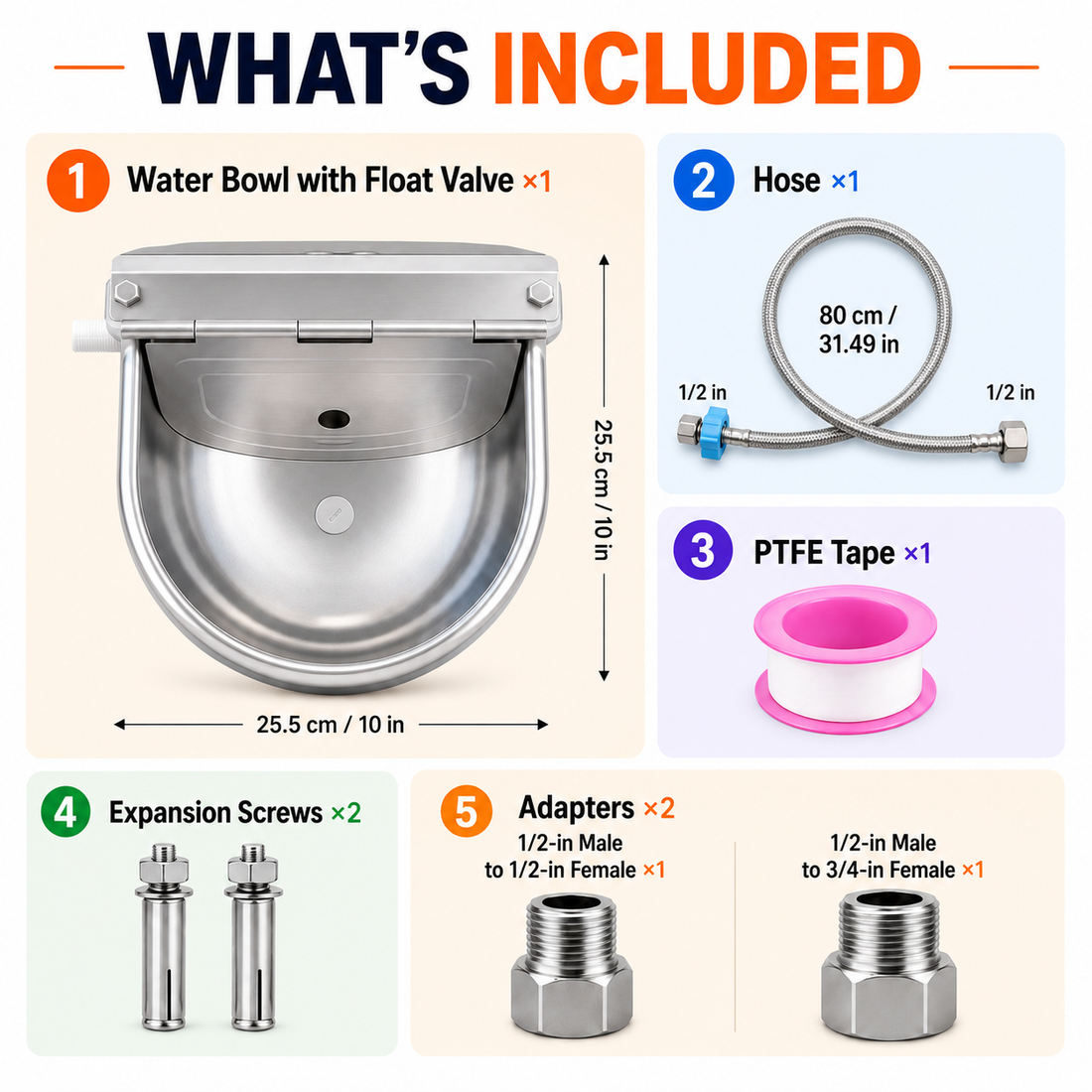 Automatic Livestock Water Bowl – 3L Stainless Steel